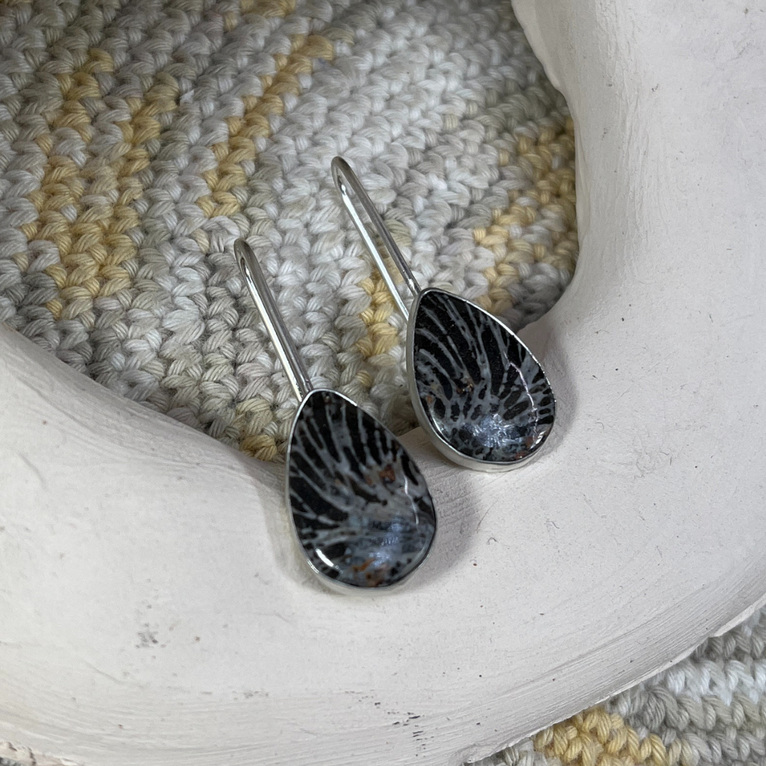pendientes espiral coral fosil (2)