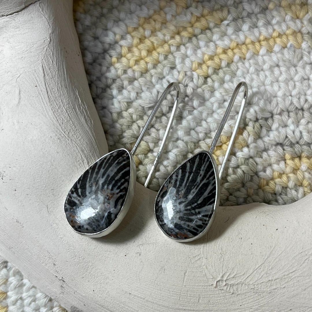 pendientes espiral coral fosil (5)