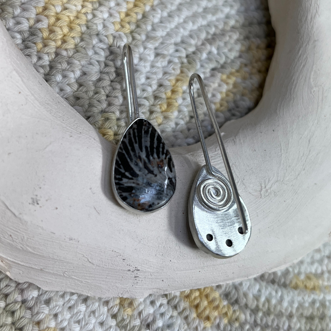 pendientes espiral coral fosil (7)